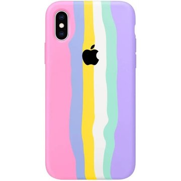 Чехол-накладка Rainbow iPhone XS Max Silicone Case Pink