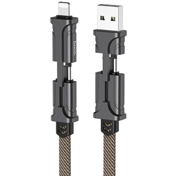 Кабель синхронізації Hoco S22 3in1 (USB-Type C-Lightning (1м) Black-brown