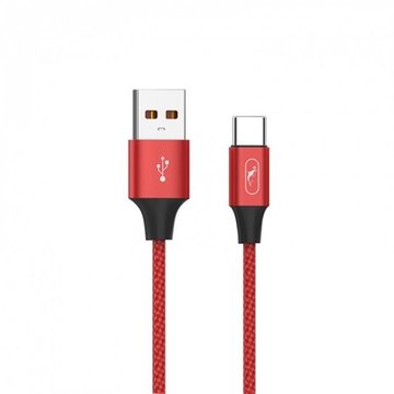Кабель синхронізації SkyDolphin S55T Neylon USB - Type-C 1м, Red (USB-000437)