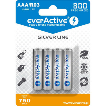 Акумулятор everActive AAA 800mAh NiMh 4шт Professional Line EVHRL03-800