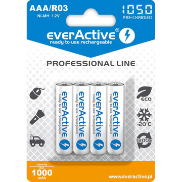 Акумулятор everActive AAA 1050mAh NiMh 4шт Professional Line EVHRL03-1050