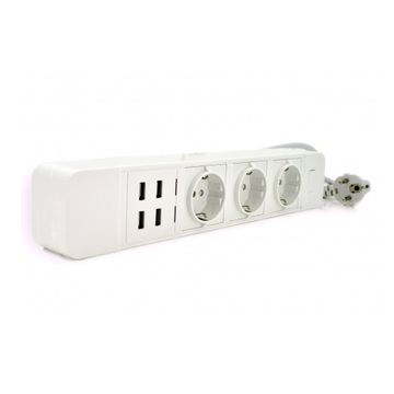 Мережевий фільтр Voltronic WiFi (ТВ-Т09/17464) 3 розетки 4 USB 2 м White