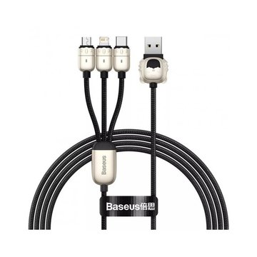 Кабель синхронізації Baseus Year of the Tiger 3-in-1 (Micro USB+Lightning+Type-C) 3.5A 1.2m Black (CASX010001)