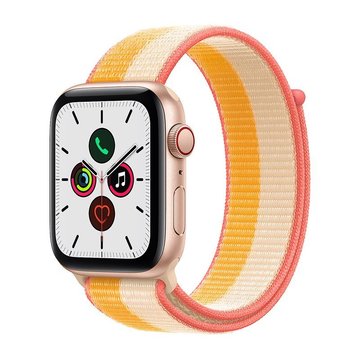 Смарт-годинник Apple Watch SE 44mm (GPS+LTE) Gold Aluminum Case with Maize/White Sport Loop (MKRQ3)