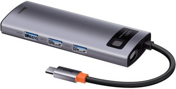 USB Хаб Baseus Metal Gleam Series 5-in-1 Multifunctional Type-C HUB Docking Station Space Gray (CAHUB-CX0G)