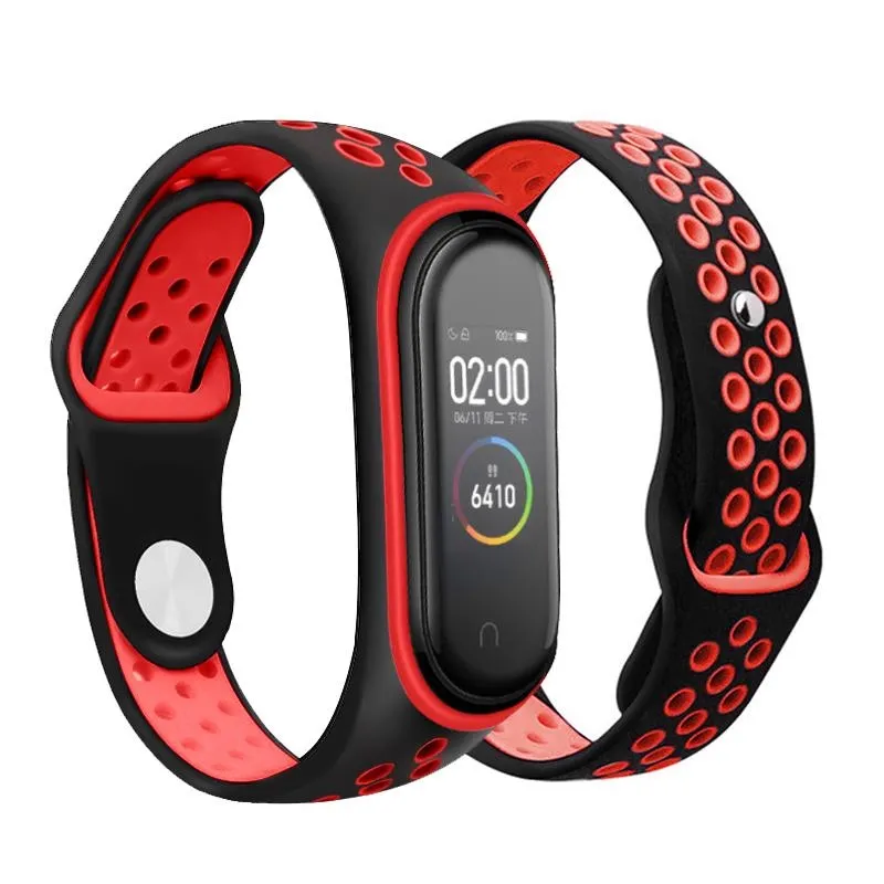 Ремінець для фітнес браслета BeCover Nike Style for Xiaomi Mi Smart Band 5/Mi Smart Band 6/Mi Smart Band 7 Black-Red (705153)