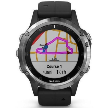 Смарт-годинник Garmin Fenix 5 Plus Silver with Black Silicone (010-01988-60)