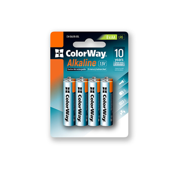 Батарейка ColorWay AA bat Alkaline Power 8шт (CW-BALR06-8BL)