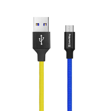 Кабель USB ColorWay USB-microUSB 2.4А 1м Blue/Yellow (CW-CBUM052-BLY)