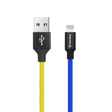 Кабель USB ColorWay USB-Lightning 2.4А 1м Blue/Yellow (CW-CBUL052-BLY)