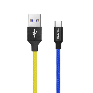 Кабель USB ColorWay USB-USB Type-C 2.4А 1м Blue/Yellow (CW-CBUC052-BLY)