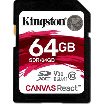 Карта пам'яті  Kingston Canvas React SD 64GB (SDR/64GB)