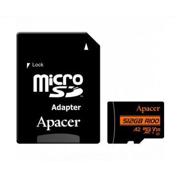Карта памяти Apacer MicroSDXC 512GB UHS-I/U3 Class 10 (AP512GMCSX10U8-R) + SD адаптер