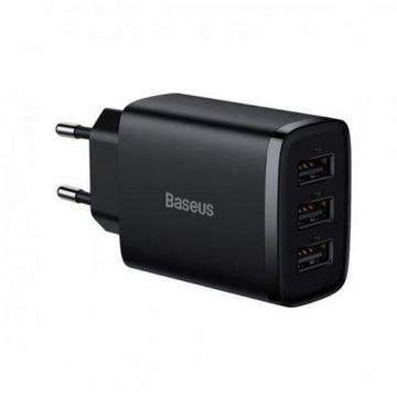 Зарядний пристрій Baseus Compact 17W 3USB Black (CCXJ020101)
