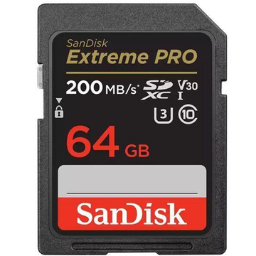 Карта памяти SanDisk 64GB C10 UHS-I U3 R200/W90MB/s Extreme Pro V30 (SDSDXXU-064G-GN4IN)