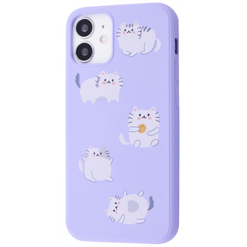 Чехол-накладка Fancy TPU for iPhone 12 mini Fluffy Cats/Light Purple