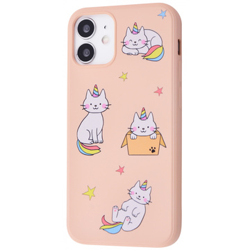 Чехол-накладка Fancy TPU for iPhone 12 mini Rainbow Cat/Pink Sand