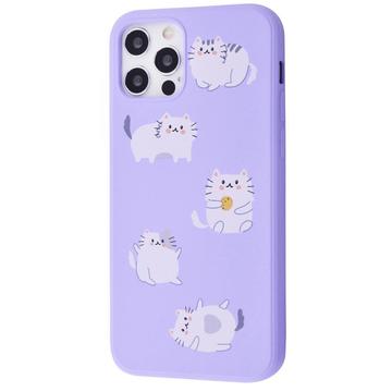 Чехол-накладка Fancy TPU for iPhone 12 Pro Fluffy Cats/Light Purple