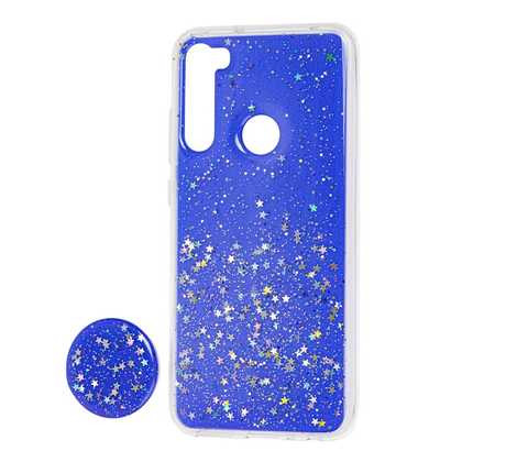 Чохол-накладка Acrylic Glitter Case + PopSocket Xiaomi Redmi Note 8 Dark Blue