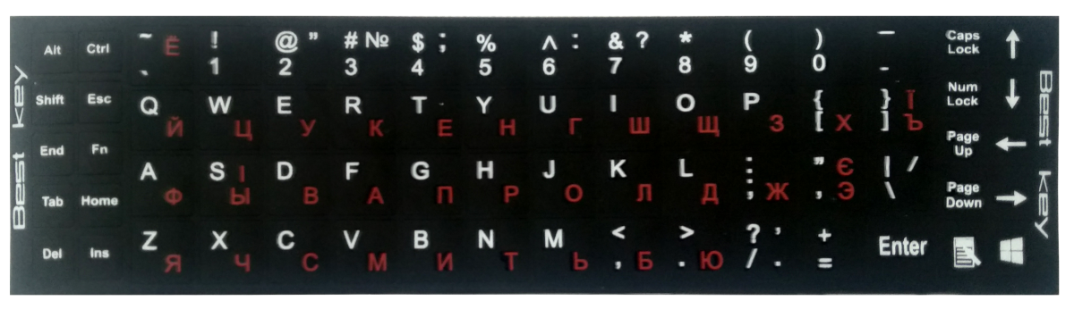 Аксесуар для ноутбуків Наклейки на клавіатуру непрозорі Black (68 клавіш)