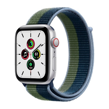 Смарт-годинник Apple Watch SE GPS + Cellular 44mm Silver Aluminum Case with Abyss Blue/Moss Green Sport Loop (MKRM3)