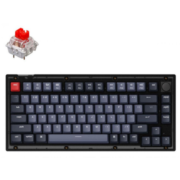 Клавіатура Keychron V1 84 Key QMK Gateron G PRO Red Hot-Swap RGB Knob Frosted Black