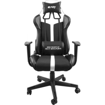 Крісло геймерське Gaming Chair Fury Avenger XL 60мм Black-White (NFF-1712)