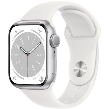 Смарт-часы Apple Watch Series 8 GPS 45mm Silver Aluminum Case with White Sport Band - S/M (MP6P3)
