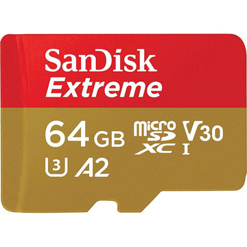 Карта пам'яті  SanDisk 64 GB microSDXC UHS-I U3 V30 A2 Extreme (SDSQXAH-064G-GN6MA)