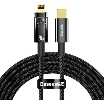 Кабель USB Baseus Explorer Series Auto Power-Off Fast Charging Data Type-C to Lightning 20W 2m Black (CATS000101)