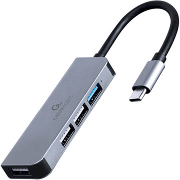 USB Хаб Cablexpert 1хUSB3.0, 3хUSB2.0, металл, Grey (UHB-CM-U3P1U2P3-01)