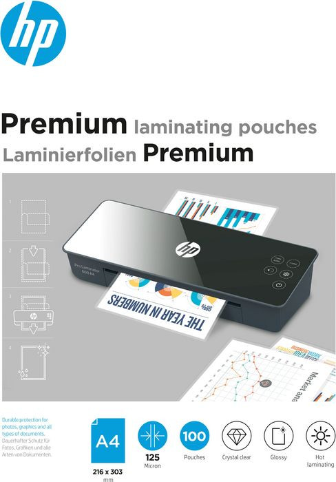Пленки для ламинаторов HP Premium Laminating Pouches, A4, 125 Mic, 216x303, 100 pcs