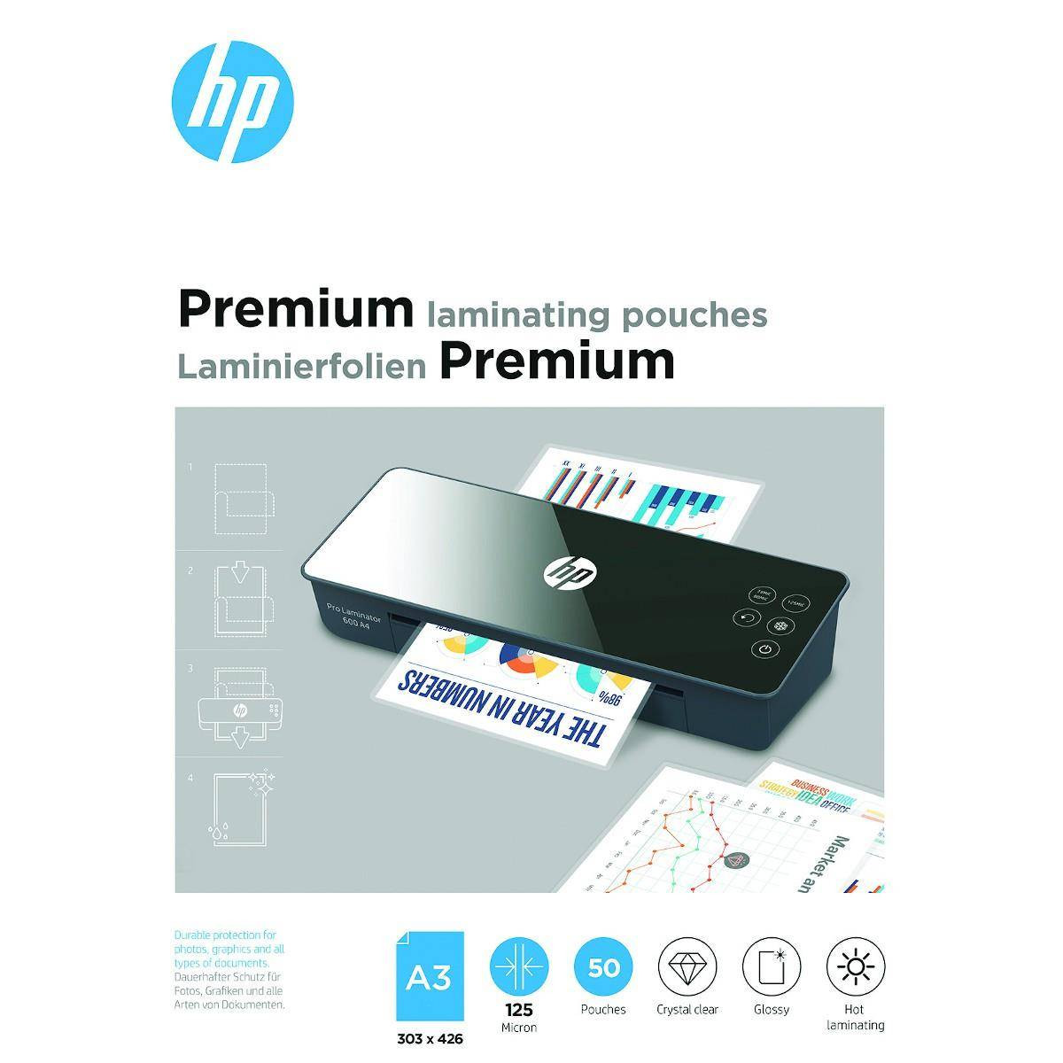 Плівка для ламінатора HP Premium Laminating Pouches, A3, 125 Mic, 303x426, 50 pcs