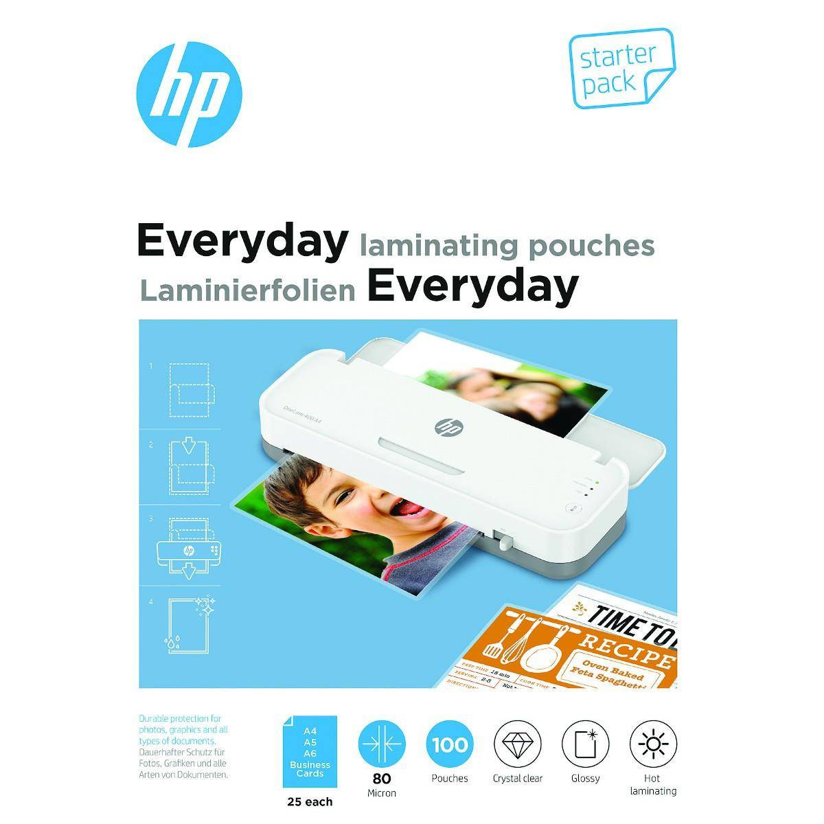 Фото - Плівка для ламінування HP Everyday Laminating Pouches, Starter Set, 80 Mic, 60 x 95, 100 pcs (25 