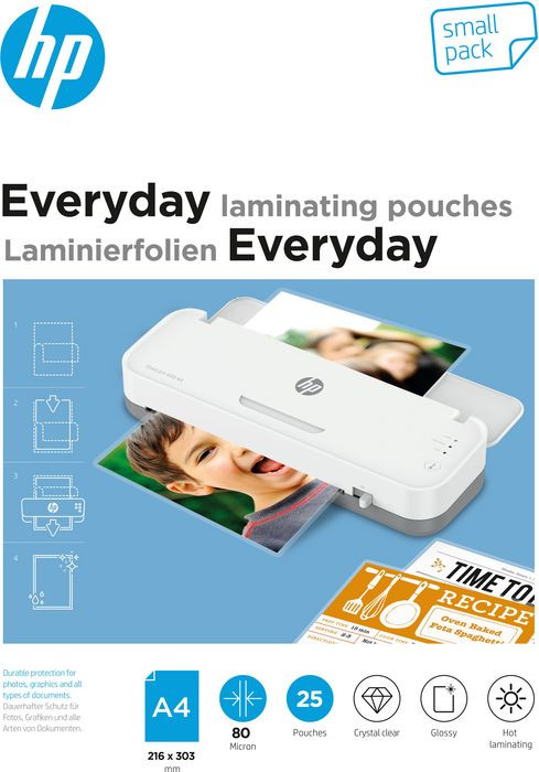 Пленки для ламинаторов HP Everyday Laminating Pouches, A4, 80 Mic, 216 x 303, 25 pcs