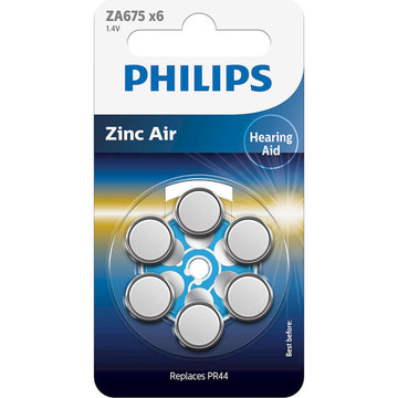 Батарейка Philips ZA675 bat(1.4B) Zinc Air 6шт (ZA675B6A/00)