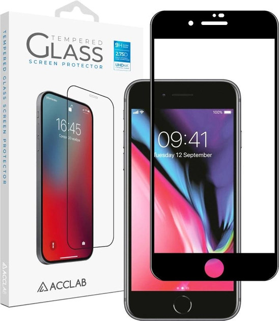 Защитное стекло ACCLAB Full Glue for Apple IPhone 7/8 Plus Black (1283126508165)
