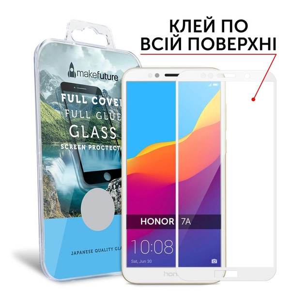 Захисне скло MakeFuture Full Cover for Honor 7A White