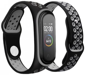 Ремешок для фитнес браслета Xiaomi Mi Band 5/6 Nike Black Gray