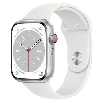 Смарт-годинник Apple Watch 8 GPS + Cellular 41mm Silver Aluminum Case with White Sport Band S/M (MP4E3)