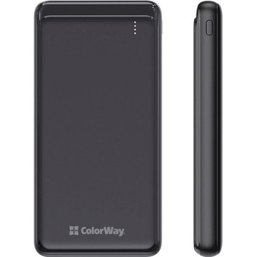Зовнішній акумулятор ColorWay Slim 10000mAh Black (CW-PB100LPF2BK)