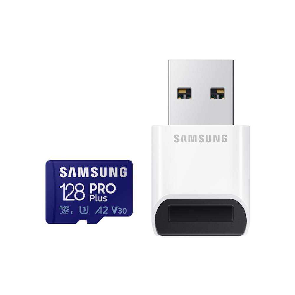 Карта пам'яті  Samsung PRO Plus microSDXC 128GB UHS-I U3 V30 A2 + SD (MB-MD128KB/WW)