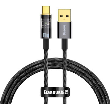 Кабель USB Baseus Explorer Series Auto Power-Off Fast Charging Data Cable USB to Type-C 100W 1m Black