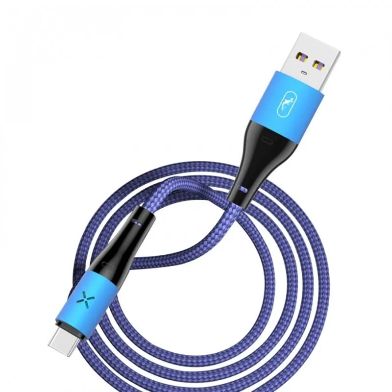 Кабель USB SkyDolphin S49T LED Aluminium Alloy USB - Type-C 1м, Blue (USB-000568)