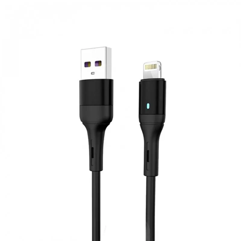 Кабель USB SkyDolphin S06L LED Smart Power USB - Lightning 1м, Black (USB-000554)