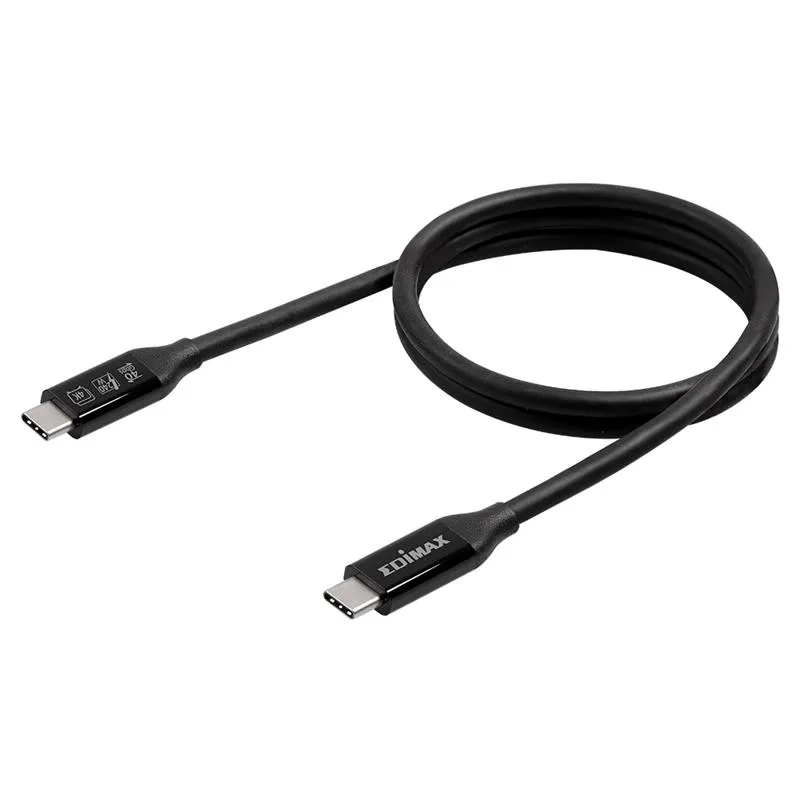 Кабель USB Edimax UC4 V2 USB-C-USB-C Thunderbolt3, 1.0м Black Up to 240W, 20V/5A Max. (UC4-010TB)