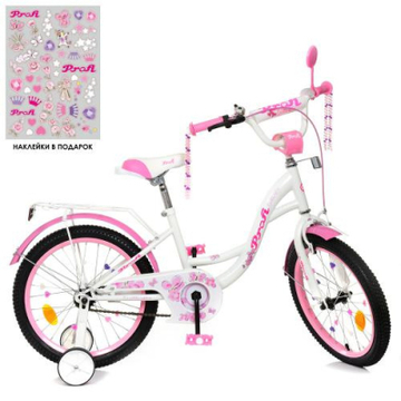 Дитячий велосипед Prof1 18" Butterfly білий з рожевим. (Y1825-1 white-pink)