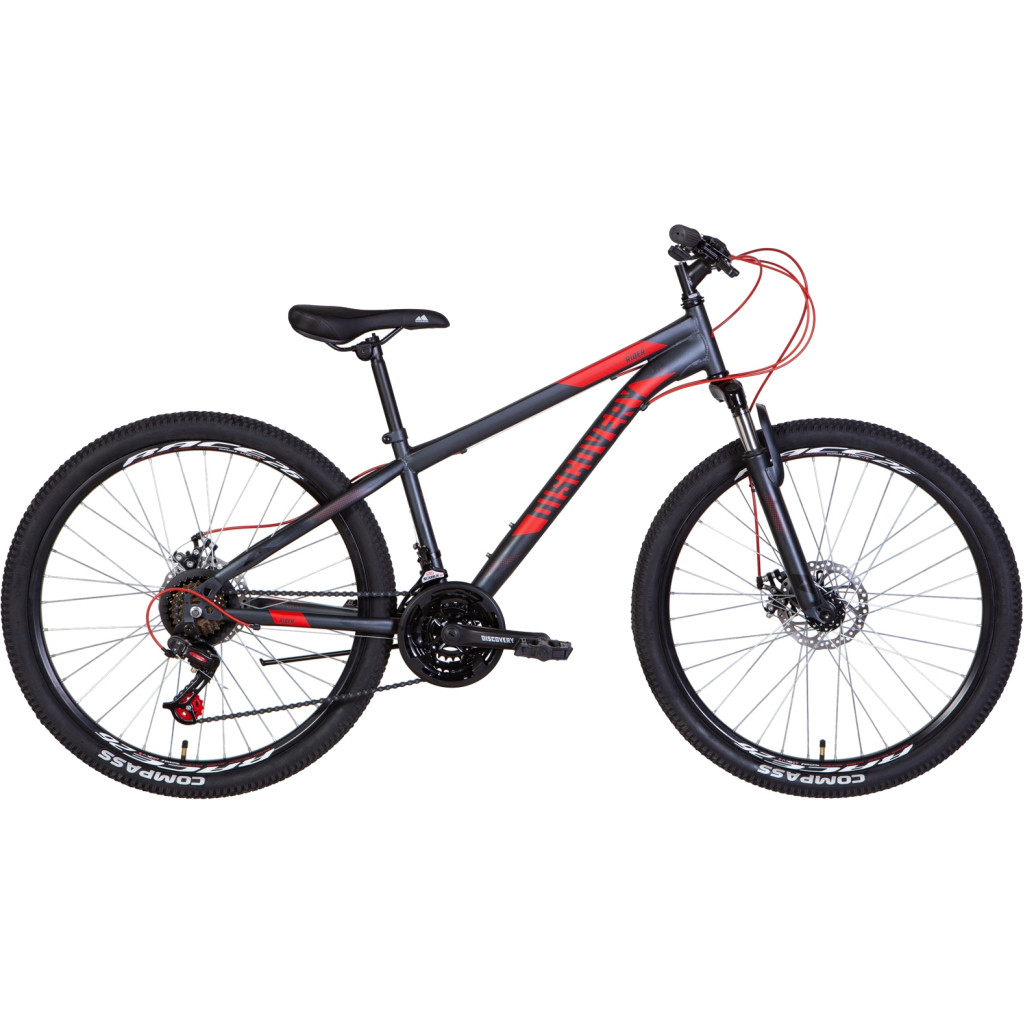 Велосипед Discovery 26" Rider AM DD рама-13" 2022 Dark Grey/Red (OPS-DIS-26-524)