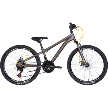 Велосипед Discovery 24" Rider AM DD рама-11,5" 2022 Grey/Yellow (OPS-DIS-24-308)