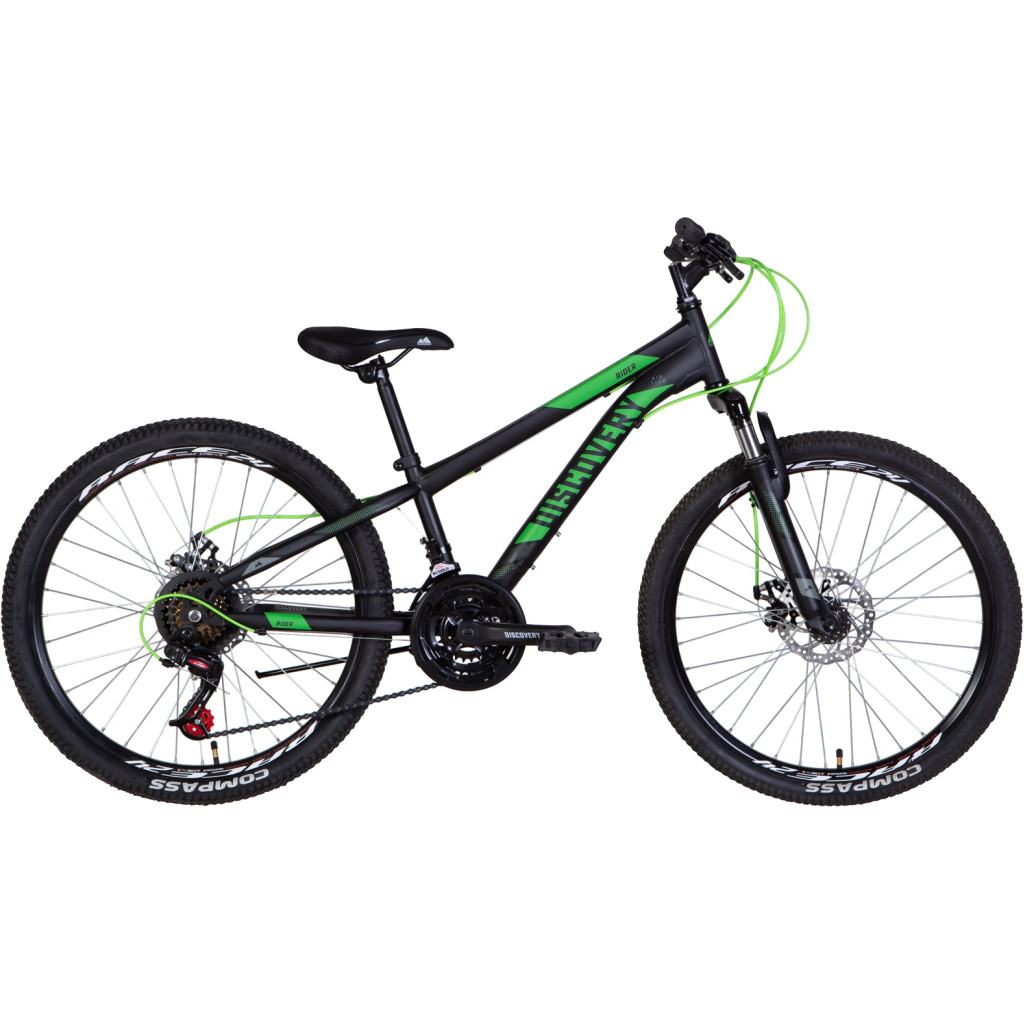 Велосипед Discovery 24" Rider AM DD рама-11,5" 2022 Black/Green (OPS-DIS-24-311)